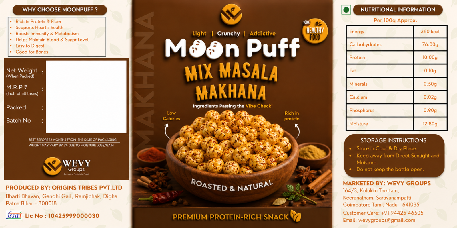 Mix masala makhana packaging front
