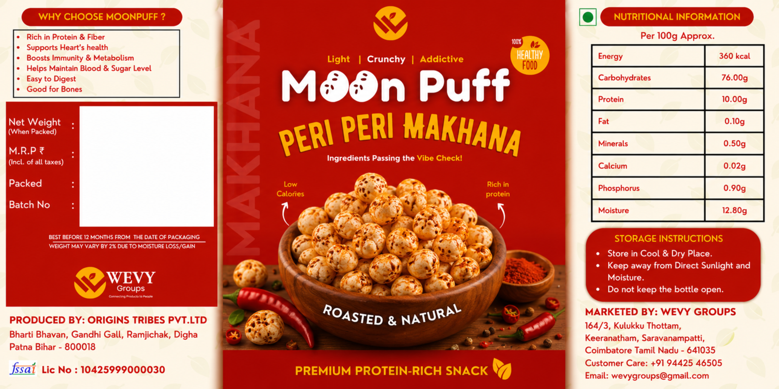 Peri peri makhana packaging front