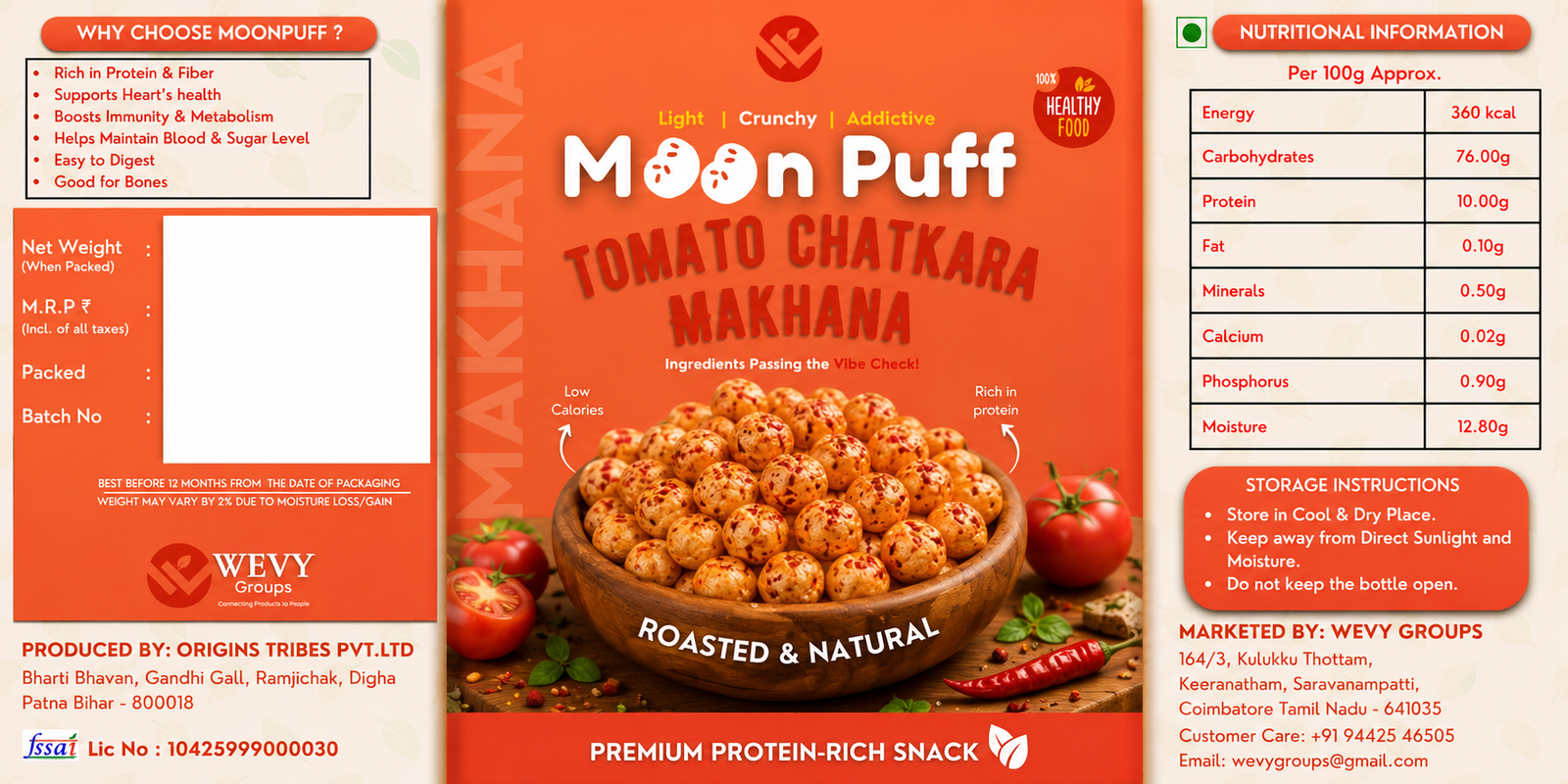 Tomato chatkara makhana packaging front